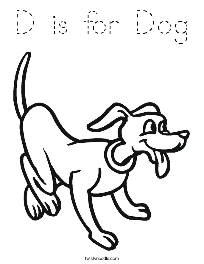 D is for Dog Coloring Page
