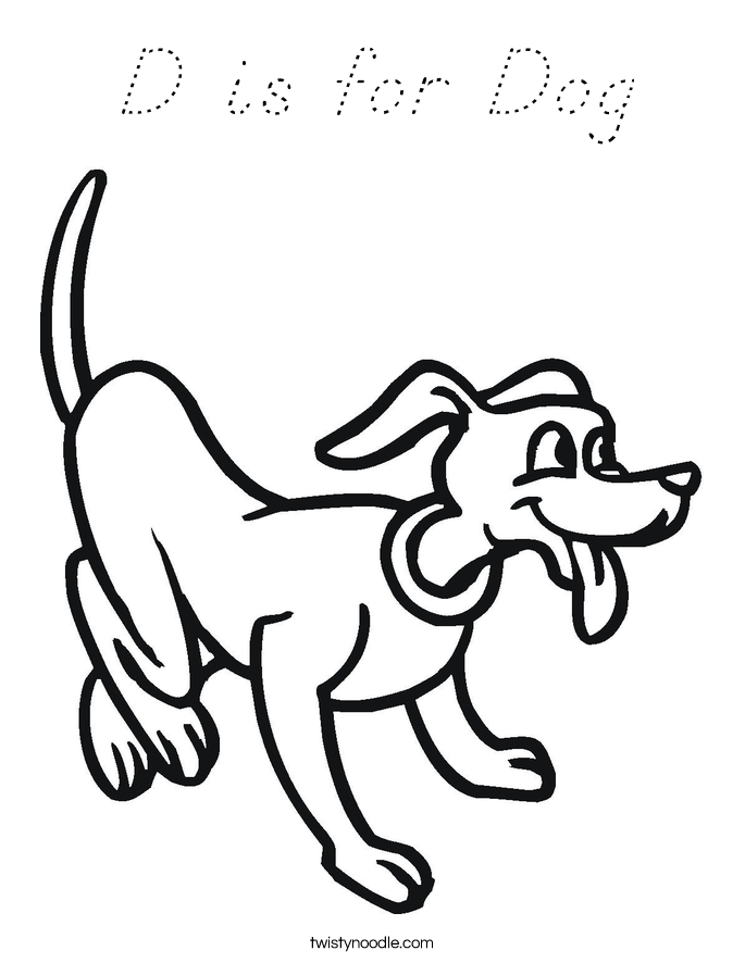 D is for Dog Coloring Page