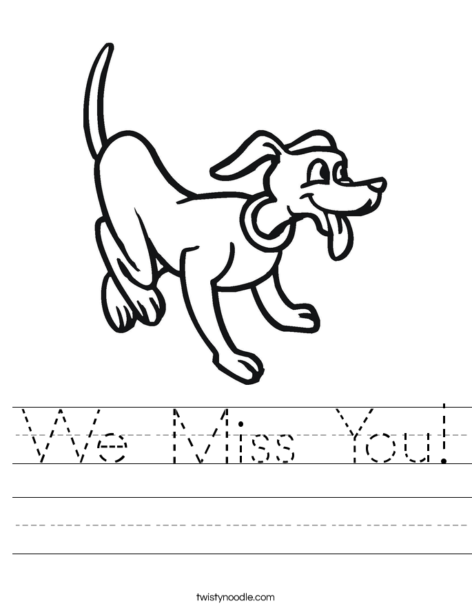 We Miss You! Worksheet