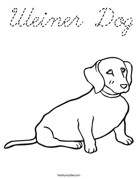 Download Weiner Dog Coloring Page - Cursive - Twisty Noodle