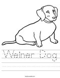 Weiner Dog Worksheet