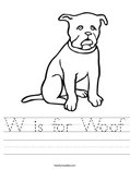 W is for Woof Worksheet