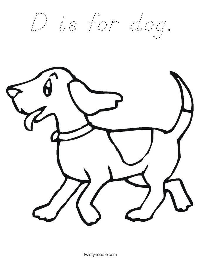 D is for dog. Coloring Page