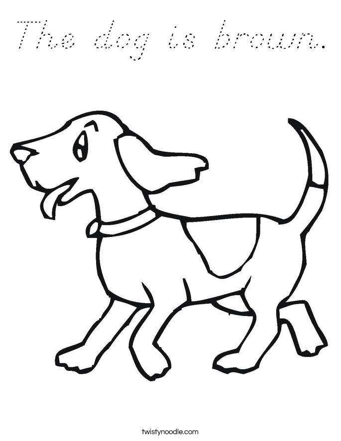 The dog is brown. Coloring Page