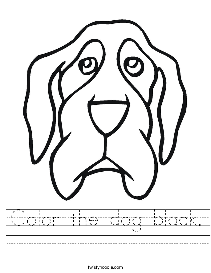 Color the dog black. Worksheet