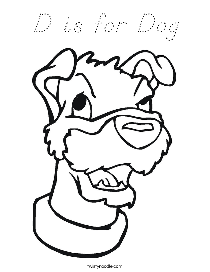 D is for Dog Coloring Page