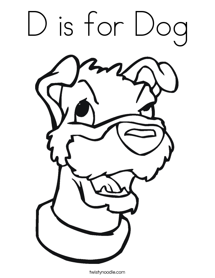 D is for Dog Coloring Page