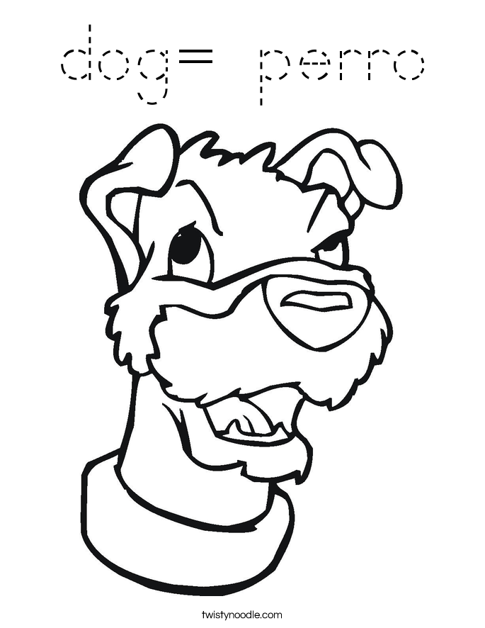 dog= perro Coloring Page