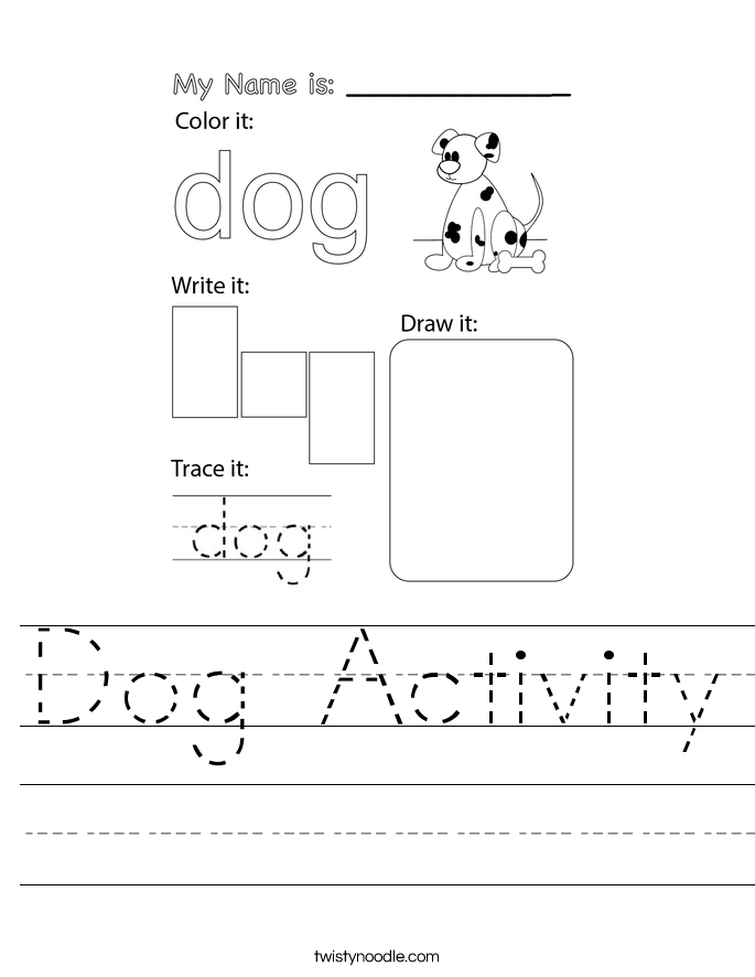 dog activity worksheet twisty noodle