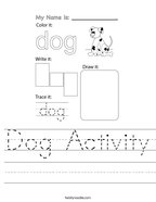 Dog Activity Handwriting Sheet
