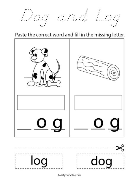 Dog and Log Coloring Page
