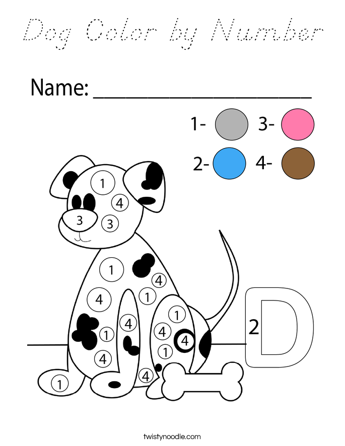 Dog Color by Number Coloring Page