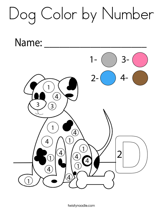 Dog Color by Number Coloring Page