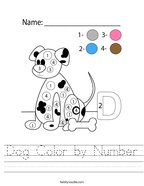 Dog Color by Number Handwriting Sheet