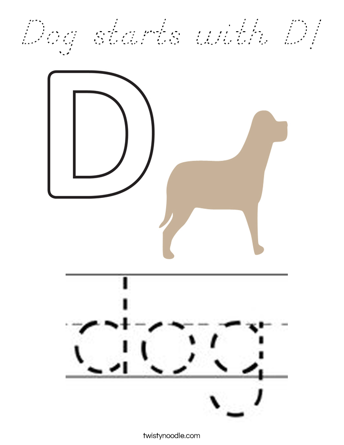 Dog starts with D! Coloring Page