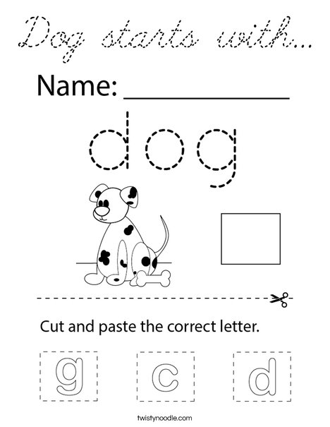 Dog starts with... Coloring Page