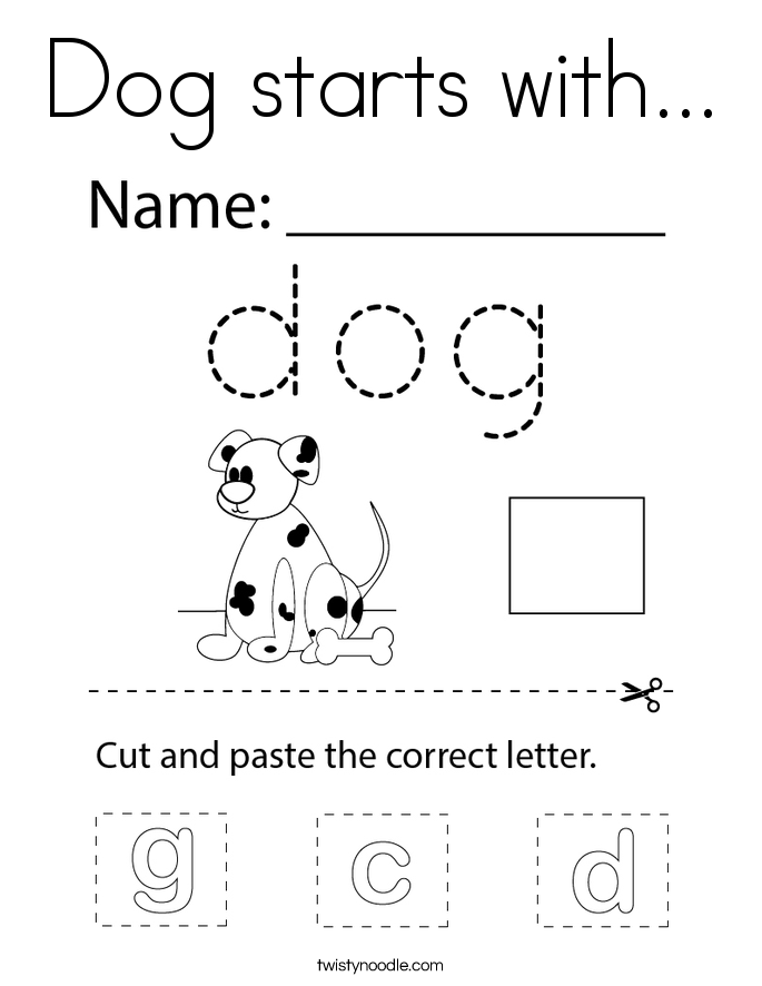 Dog starts with... Coloring Page