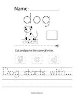 Dog starts with Handwriting Sheet