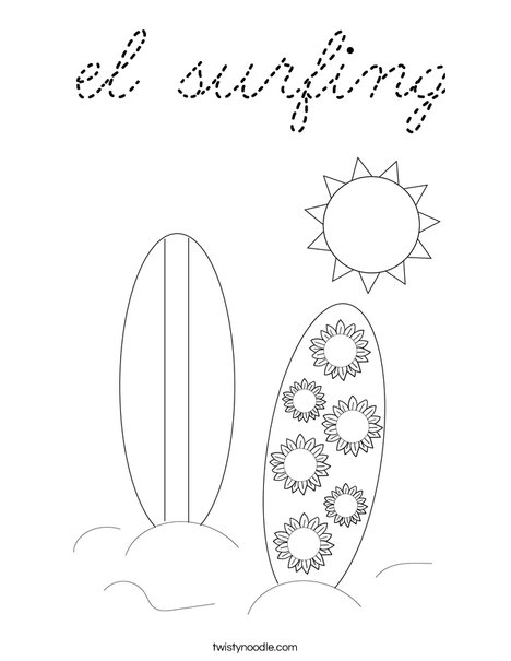 Dog Surfing Coloring Page