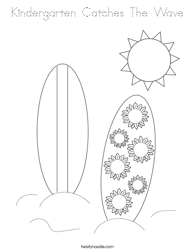 Kindergarten Catches The Wave Coloring Page