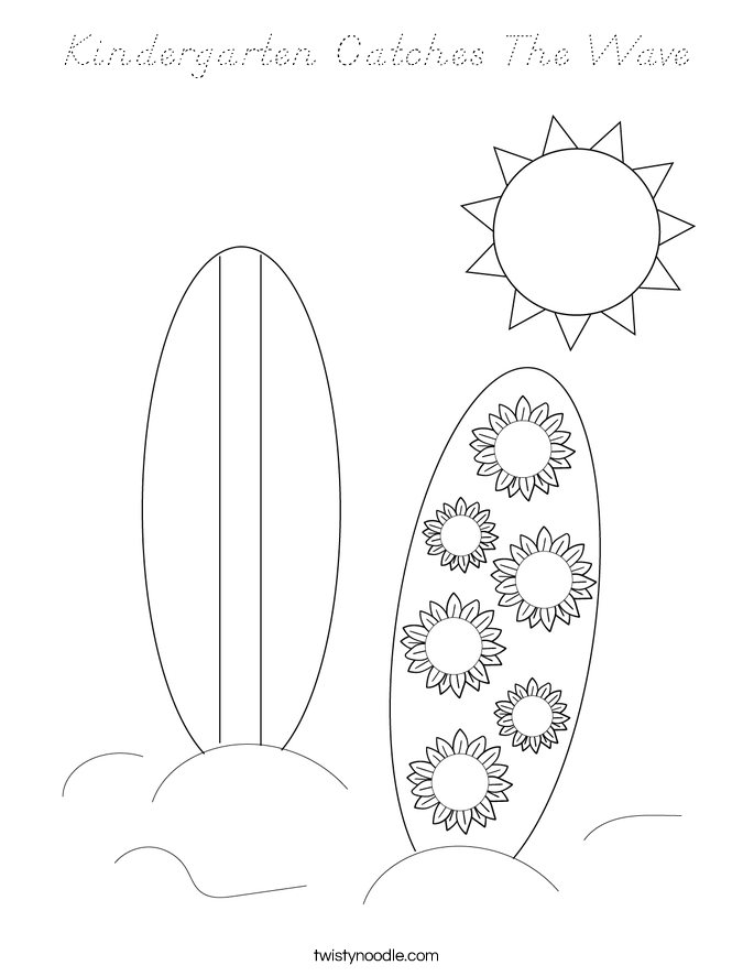 Kindergarten Catches The Wave Coloring Page