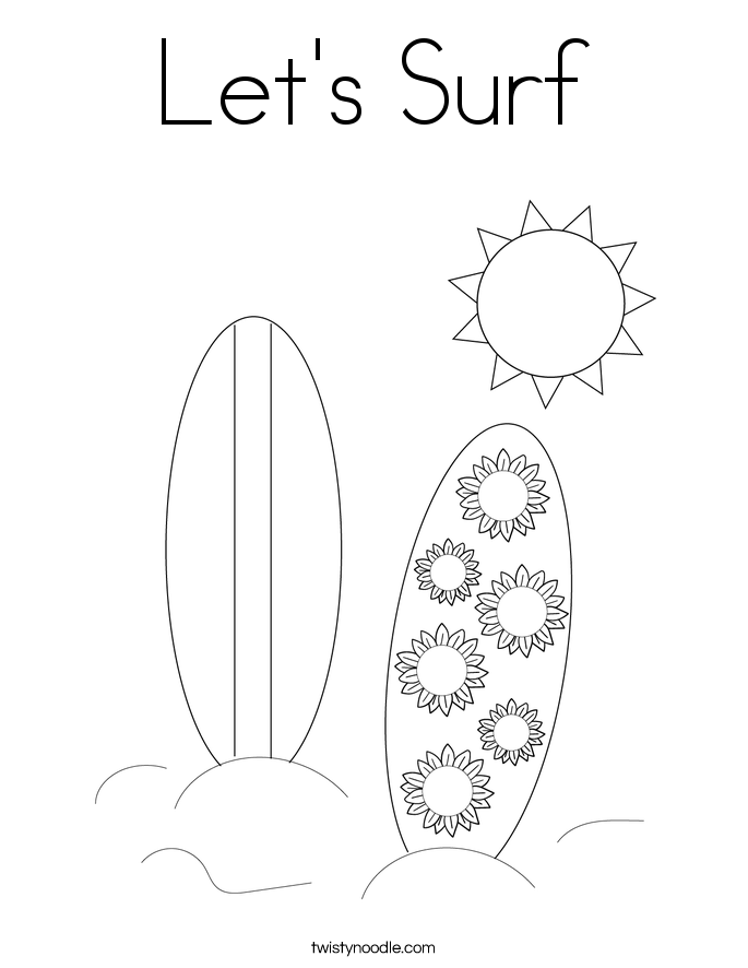 Download Let's Surf Coloring Page - Twisty Noodle