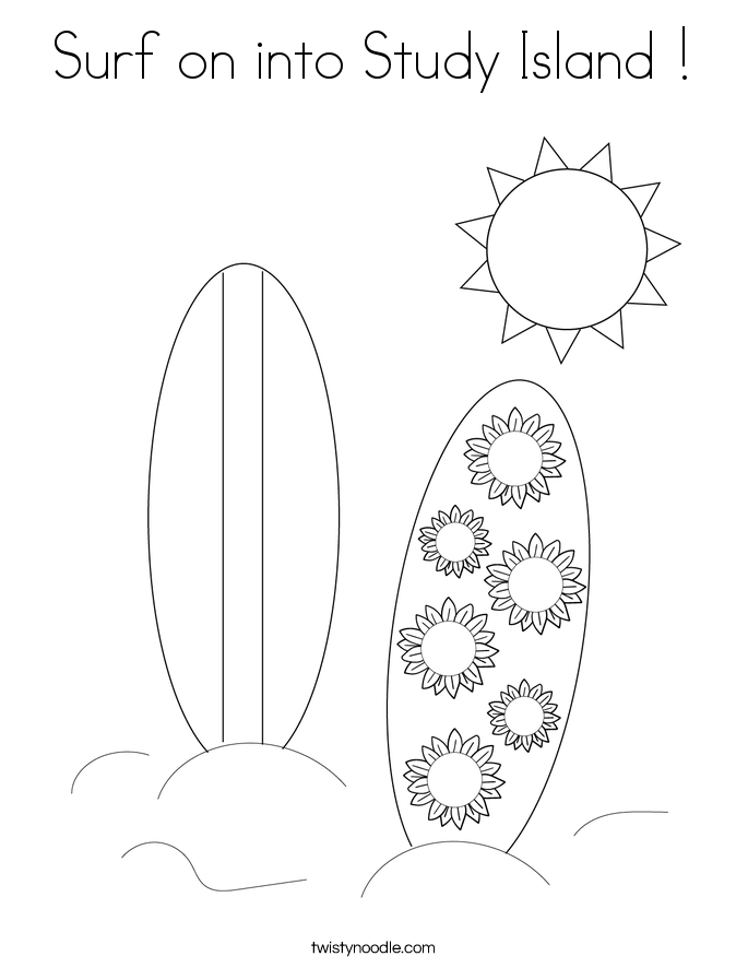 Surf on into Study Island ! Coloring Page