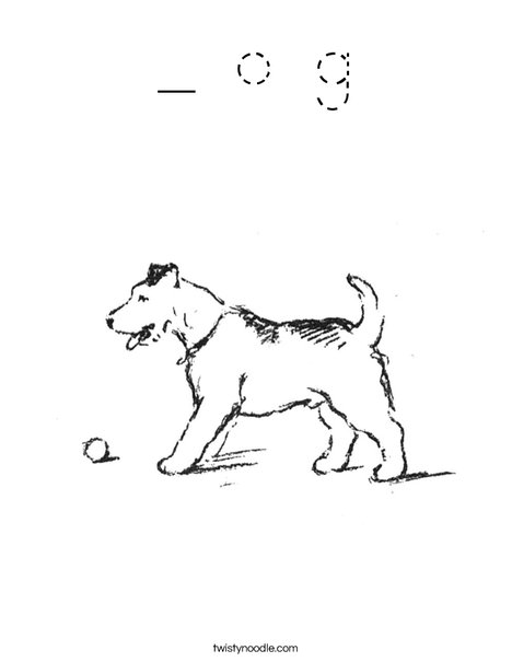 Dog with Ball Coloring Page