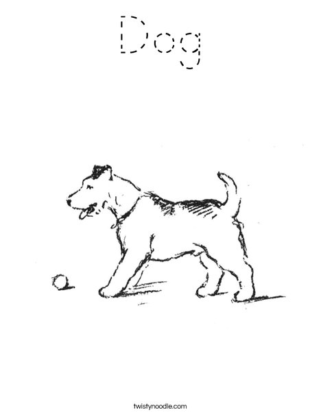 Dog with Ball Coloring Page