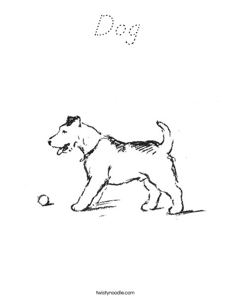 Dog with Ball Coloring Page