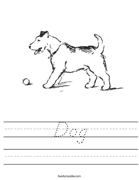 Dog with Ball Worksheet