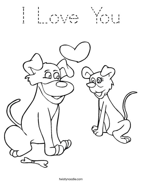 Dogs in Love Coloring Page