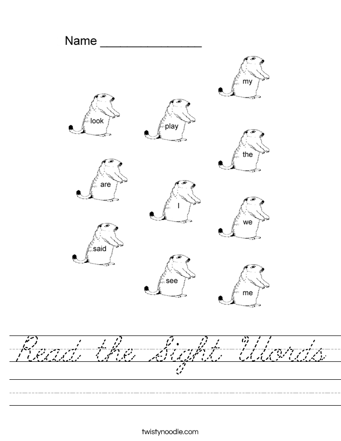 Read the Sight Words Worksheet