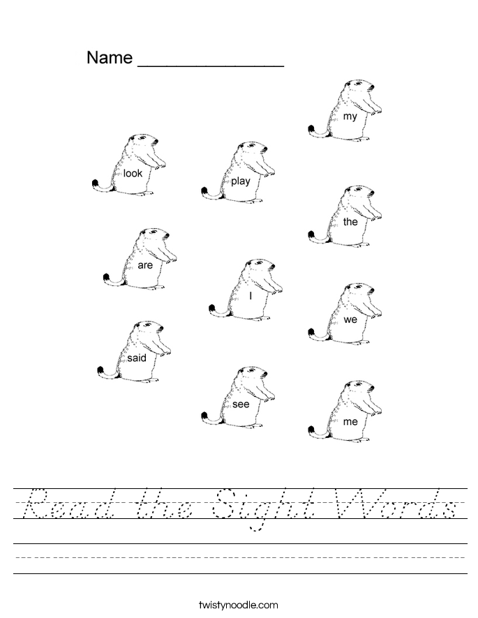 Read the Sight Words Worksheet