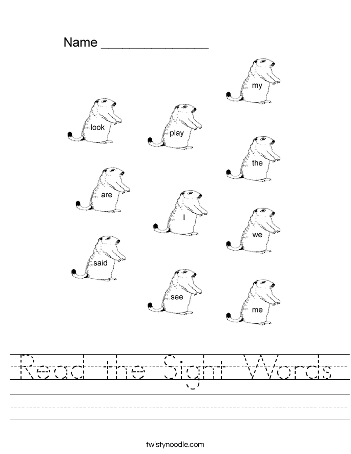 Read the Sight Words Worksheet