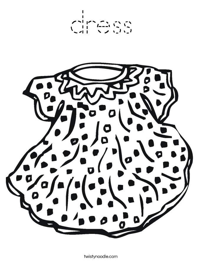 dress Coloring Page - Tracing - Twisty Noodle