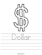 Dollar Handwriting Sheet