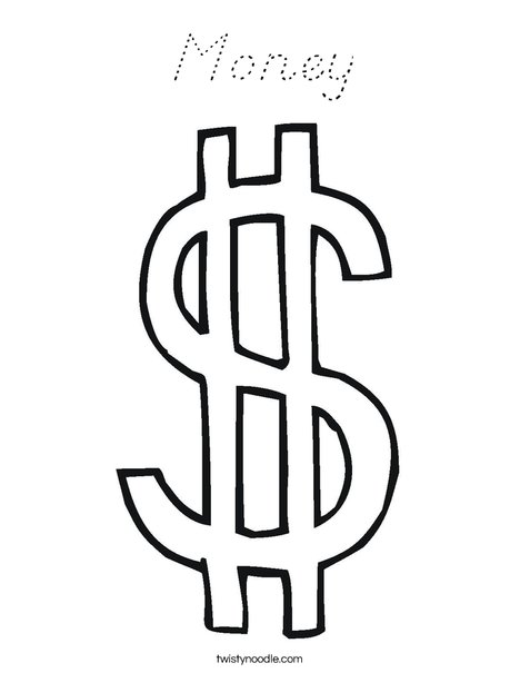Dollar Sign Coloring Page