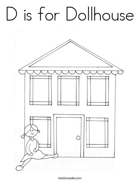 D is for Dollhouse Coloring Page - Twisty Noodle