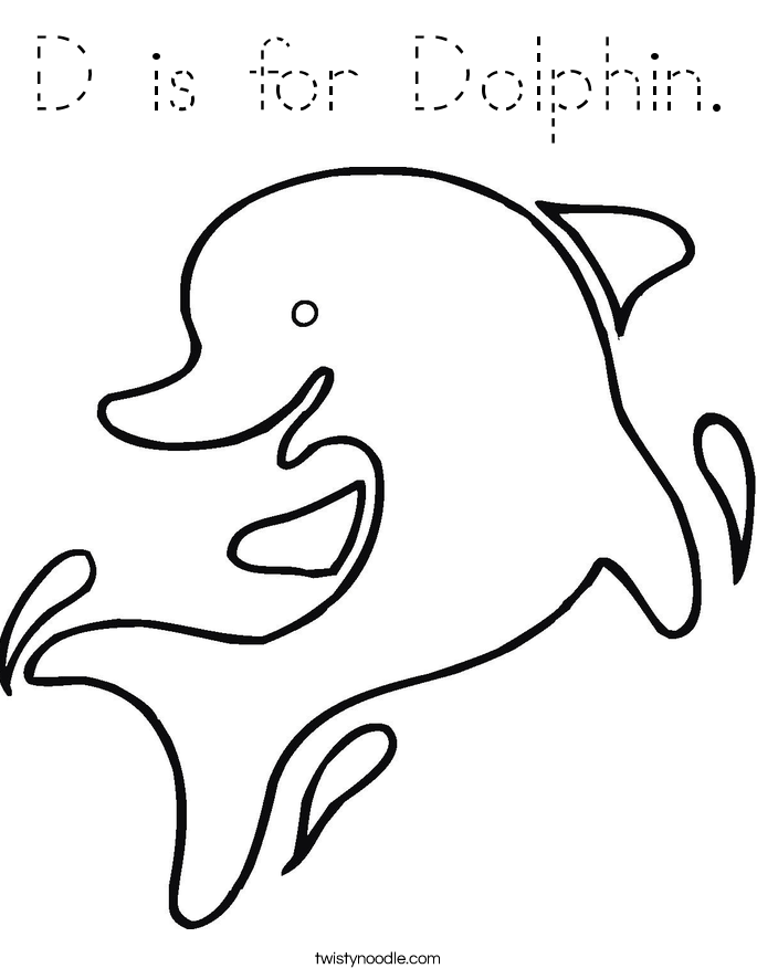 D is for Dolphin. Coloring Page