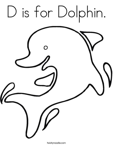 D is for Dolphin Coloring Page - Twisty Noodle