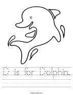 D is for Dolphin Handwriting Sheet