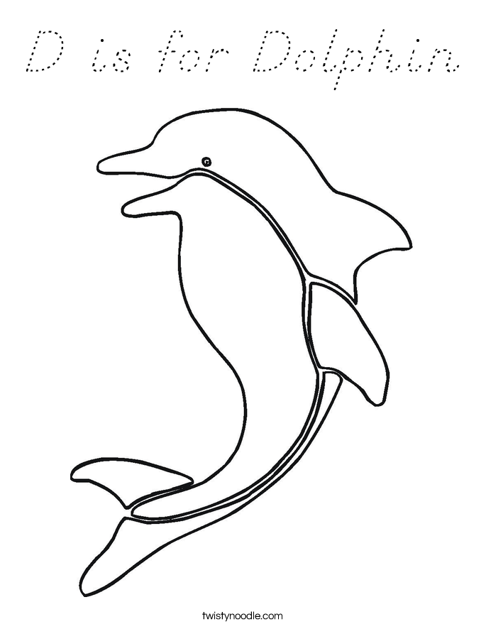 D is for Dolphin Coloring Page