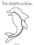 The dolphin is blue. Coloring Page