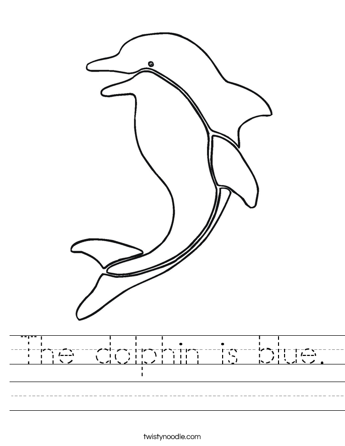 The dolphin is blue. Worksheet