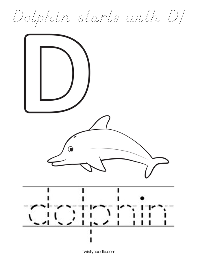 Dolphin starts with D! Coloring Page
