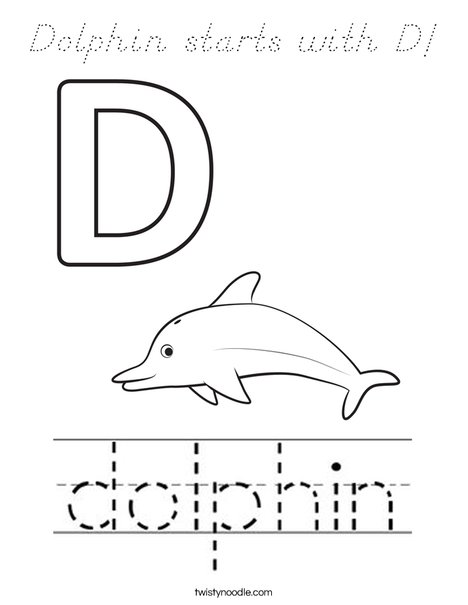 Dolphin starts with D! Coloring Page