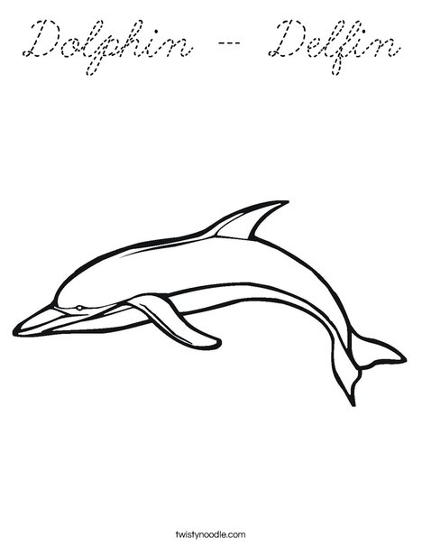 Swimming Dolphin Coloring Page