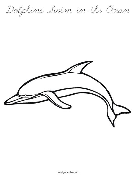 Swimming Dolphin Coloring Page