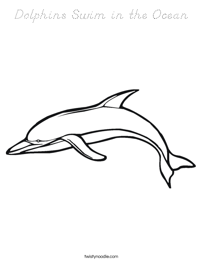 Dolphins Swim in the Ocean Coloring Page